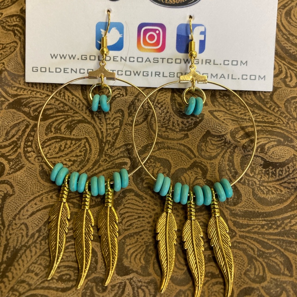 Goldstone feather hoops